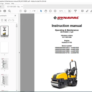 DYNAPAC Vibratory Roller CC1100 CC1200 Operation & Maintenance Instruction Manual PDF DOWNLOAD