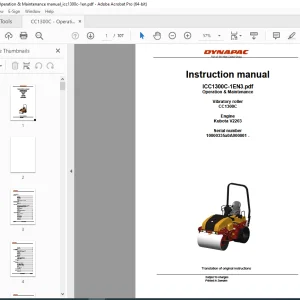 DYNAPAC Vibratory Roller CC1300C Operation & Maintenance Instruction Manual PDF DOWNLOAD