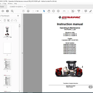 DYNAPAC Vibratory Roller CC4000 VI CC4200 VI CC5200 VI CC6200 VI Operation & Maintenance Instruction Manual PDF DOWNLOAD