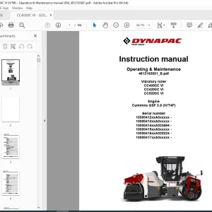 DYNAPAC Vibratory Roller CC4000C VI CC4200C VI CC5200C VI Operation & Maintenance Instruction Manual PDF DOWNLOAD