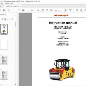 DYNAPAC Vibratory Roller CC424HF  Operation & Maintenance Instruction Manual PDF DOWNLOAD