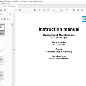 DYNAPAC Vibratory Roller CC722 CC7200 Operation & Maintenance Instruction Manual PDF DOWNLOAD