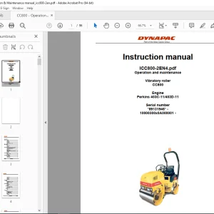 DYNAPAC Vibratory Roller CC800 Operation & Maintenance Instruction Manual PDF DOWNLOAD
