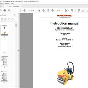 DYNAPAC Vibratory Roller CC900 Operation & Maintenance Instruction Manual PDF DOWNLOAD