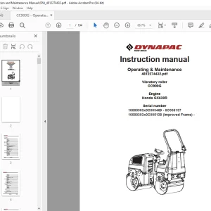 DYNAPAC Vibratory Roller CC900G Operation & Maintenance Instruction Manual PDF DOWNLOAD