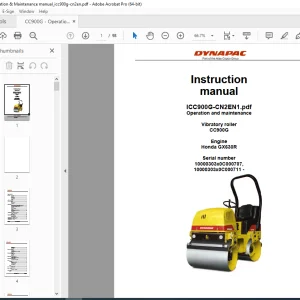 DYNAPAC Vibratory Roller CC900G Operation & Maintenance Instruction Manual PDF DOWNLOAD