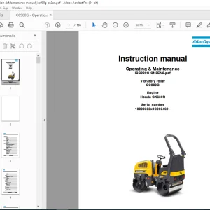 DYNAPAC Vibratory Roller CC900G Operation & Maintenance Instruction Manual PDF DOWNLOAD