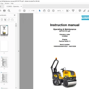 DYNAPAC Vibratory Roller CC900S Operation & Maintenance Instruction Manual PDF DOWNLOAD