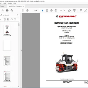 DYNAPAC Vibratory Roller CG2300 Operation & Maintenance Instruction Manual PDF DOWNLOAD