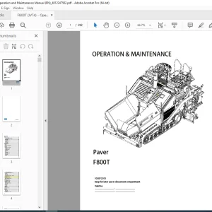 DYNAPAC Paver F800T Operation & Maintenance Manual PDF DOWNLOAD