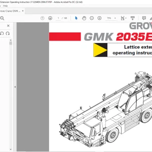 Grove Crane GMK 2035E Lattice Extension Operating Instructions Manual 3112294 - PDF DOWNLOAD