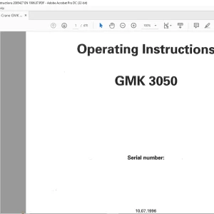 Grove Crane GMK 3050 Operating Instruction Manual 2085427 - PDF DOWNLOAD