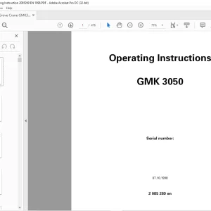 Grove Crane GMK 3050 Operation Instructions Manual SN 2085269 - PDF DOWNLOAD