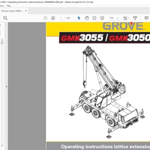 Grove Crane GMK 3055 GMK 3050-1 Lattice Extension Operating Instruction Manual 2084894 - PDF DOWNLOAD