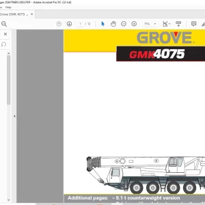 Grove Crane GMK 4075 9.1 t counterweight version & Driving with axle loads greater than 12 t 2084796 - PDF DOWNLOAD