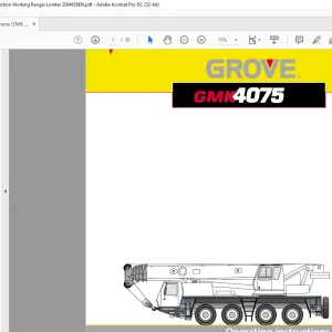 Grove Crane GMK 4075 Working Range Limiter Operating Instructions Manual 2084658 - PDF DOWNLOAD