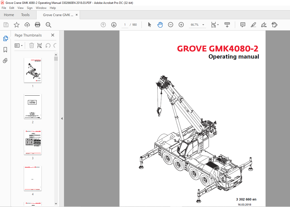 Grove Crane GMK 4080-2 Operating Manual 3302660 - PDF DOWNLOAD ...