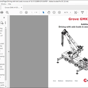 Grove Crane GMK 4100  Driving with Axle Loads in excess of 12t 3112328 - PDF DOWNLOAD