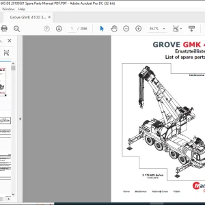 Grove Crane GMK 4100 Spare Parts Manual 3179605 Vol 1 - PDF DOWNLOAD