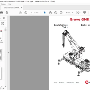 Grove Crane GMK 4100 Spare Parts Manual 3203856 Vol 1 - Vol 5 - PDF DOWNLOAD