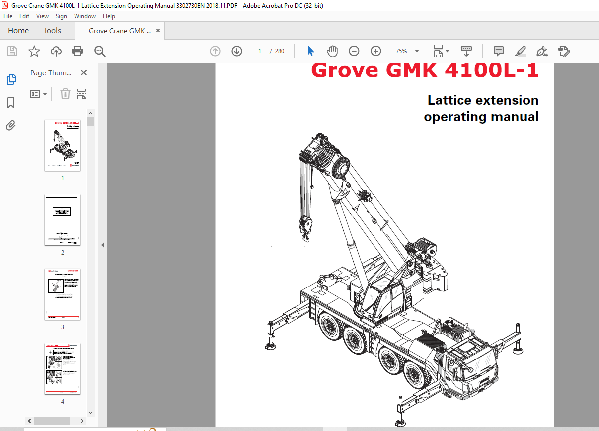 Grove Crane GMK 4100L-1 Lattice Extension Operating Manual 3302730 ...