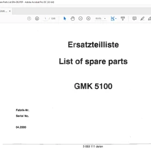 Grove Crane GMK 5100 Spare Parts Manual 3053111 - PDF DOWNLOAD
