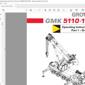 Grove Crane GMK 5110-1 Driving Operating Instruction Manual 3112564 - PDF DOWNLOAD