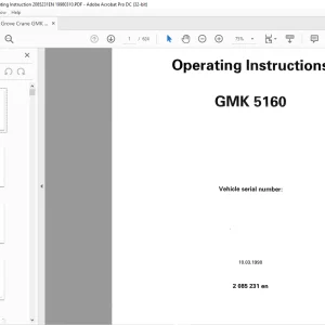 Grove Crane GMK 5160 Operating Instruction Manual SN 2085231 - PDF DOWNLOAD