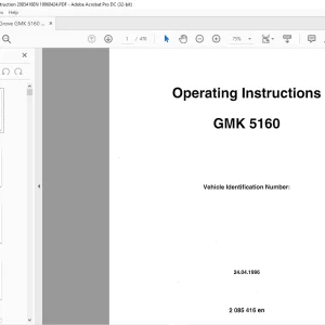 Grove Crane GMK 5160 Operating Instruction Manual SN 2085416 - PDF DOWNLOAD