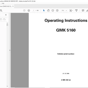 Grove Crane GMK 5160 Operating Instruction Manual SN 2085442 - PDF DOWNLOAD