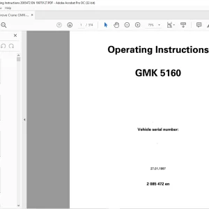 Grove Crane GMK 5160 Operating Instruction Manual SN 2085472 - PDF DOWNLOAD