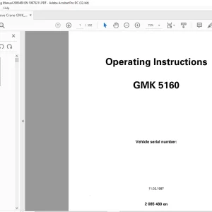 Grove Crane GMK 5160 Operating Instruction Manual SN 2085480 - PDF DOWNLOAD