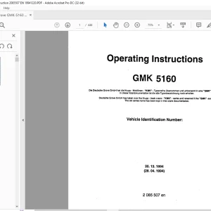 Grove Crane GMK 5160 Operating Instruction Manual SN 2085507 - PDF DOWNLOAD