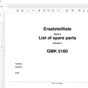 Grove Crane GMK 5160 Spare Parts Manual - PDF DOWNLOAD