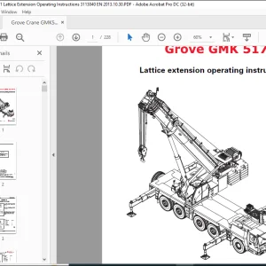 Grove Crane GMK 5170-1 Lattice Extension Operation Instructions Manual SN 3113040 - PDF DOWNLOAD