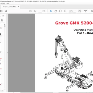 Grove Crane GMK 5200-1 Driving Operating Manual 3302421 - PDF DOWNLOAD
