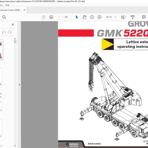 Grove Crane GMK 5220 Lattice Extension Operating Instructions Manual 3112239 - PDF DOWNLOAD