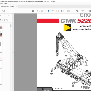 Grove Crane GMK 5220 Lattice Extension Operating Instructions Manual 3112319 - PDF DOWNLOAD