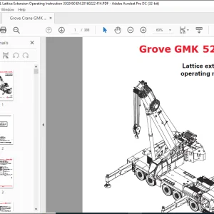 Grove Crane GMK 5250L Lattice Extension Operating Manual 3302450 - PDF DOWNLOAD