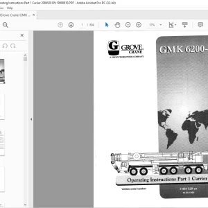 Grove Crane GMK 6200-1 Carrier Operating Instruction Manual SN 2084520 - PDF DOWNLOAD