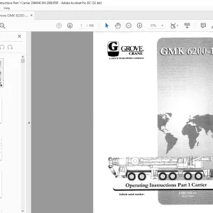 Grove Crane GMK 6200-1 Carrier Operating Instruction Manual SN 2084542 - PDF DOWNLOAD