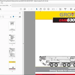 Grove Crane GMK 6300 Additional Pages Driving Mode for Reduced Axle Load 2084720 - PDF DOWNLOAD