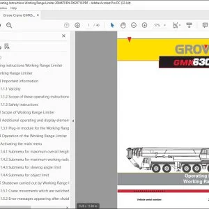 Grove Crane GMK 6300 Working Range Limiter Operating instructions Manual 2084670 - PDF DOWNLOAD