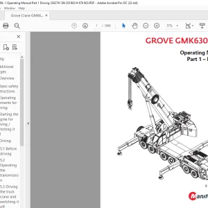 Grove Crane GMK 6300L-1 Driving & Crane Operation Operating Manual 3302741 - PDF DOWNLOAD