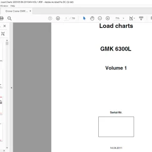 Grove Crane GMK 6300L Load Chart Manual 3205105 - PDF DOWNLOAD
