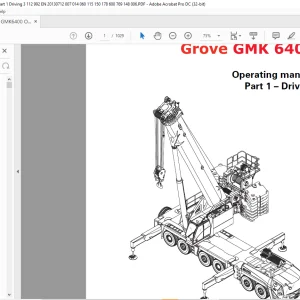Grove Crane GMK 6400 Driving Operating Manual 3112992 - PDF DOWNLOAD
