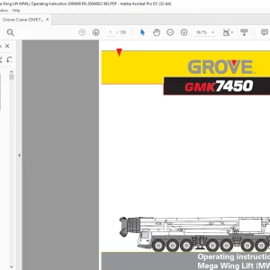 Grove Crane GMK 7450 Mega Wing Lift (MWL) Operating instructions Manual 2084908 - PDF DOWNLOAD