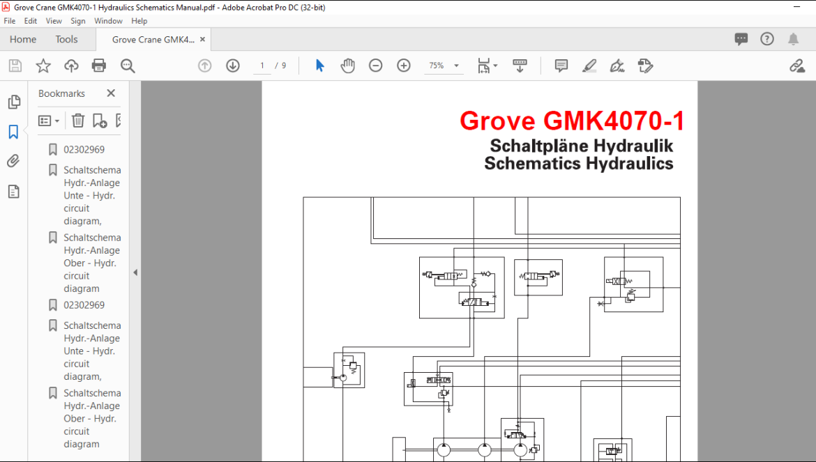 Grove Crane GMK4070-1 Hydraulics Schematics Manual - PDF DOWNLOAD ...