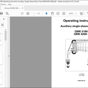 Grove Crane GMK5180 GMK 6200-1 Auxiliary single-sheave boom top Operating Instructions Manual - PDF DOWNLOAD