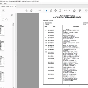 Grove Crane RT 528C Spare Parts Manual SN 87151 - PDF DOWNLOAD